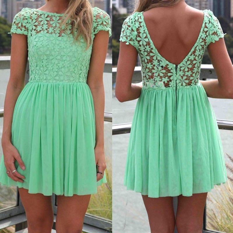 Mint Green Women Summer Bandage Bodycon Lace Evening Sexy Party