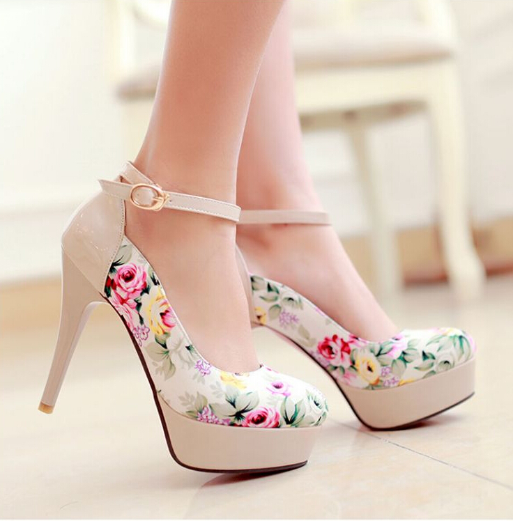 Lovely Flower Print High Heels, Cute High Heels, Women High Heels ...
